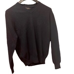 Zara Man Basic V neck L navy wool blend long sleeve crew neck sweater